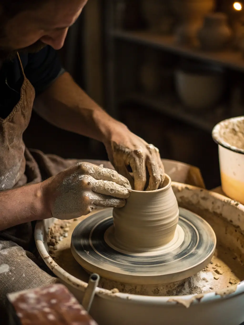A close-up image of hands working with clay during a pottery session, emphasizing the tactile and therapeutic aspects of the art form.